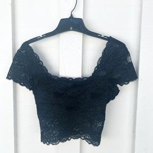 Vintage Casadei black lace top. Size S.